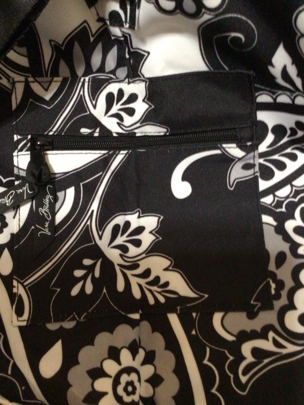 Vera Bradley Black & White Paisley Extra Large Laundry Bag with Shoulder Strap - Picture 3 of 7